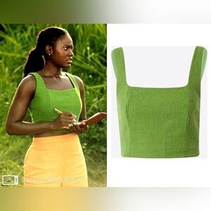 Abercrombie & Fitch NWT green tweed like fabric crop top square neck sleeveless